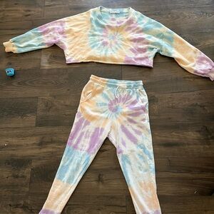 Tie-Dye Cropped Sweatshirt and Joggers Set